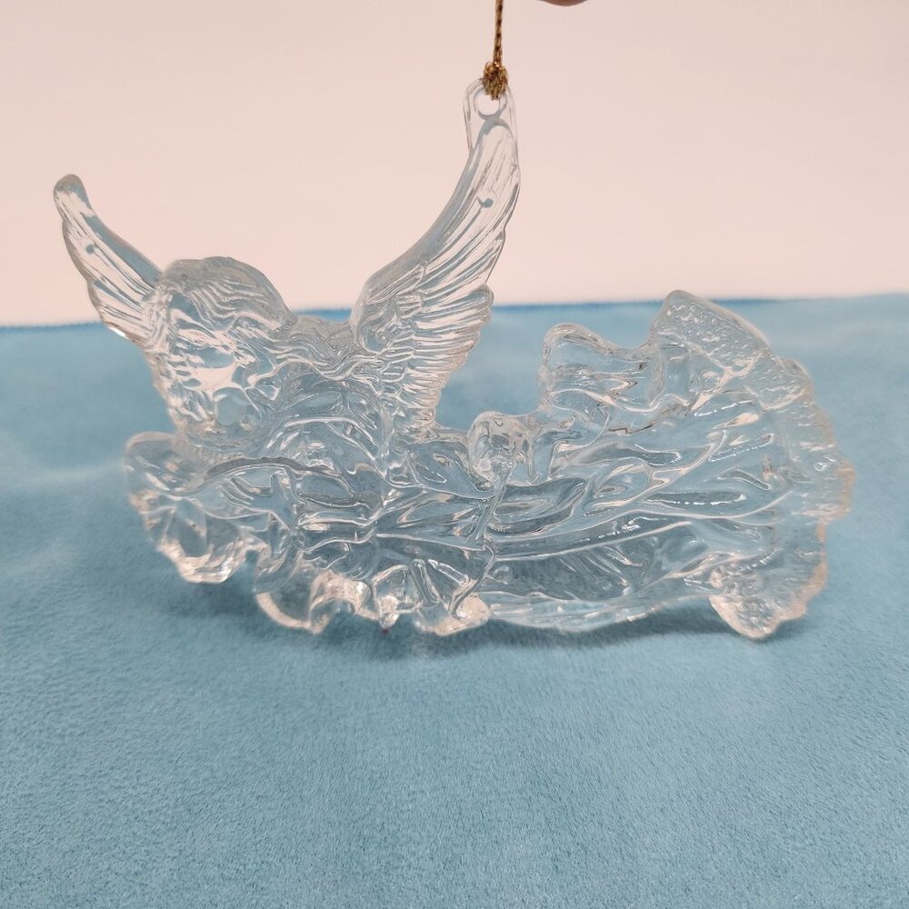 Vintage Holiday Christmas Clear Acrylic Angel Ornaments 4.5" Wide